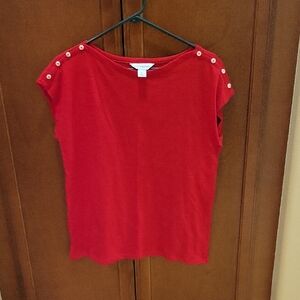 Liz Claiborne Vibrant Red Blouse with Button Detail